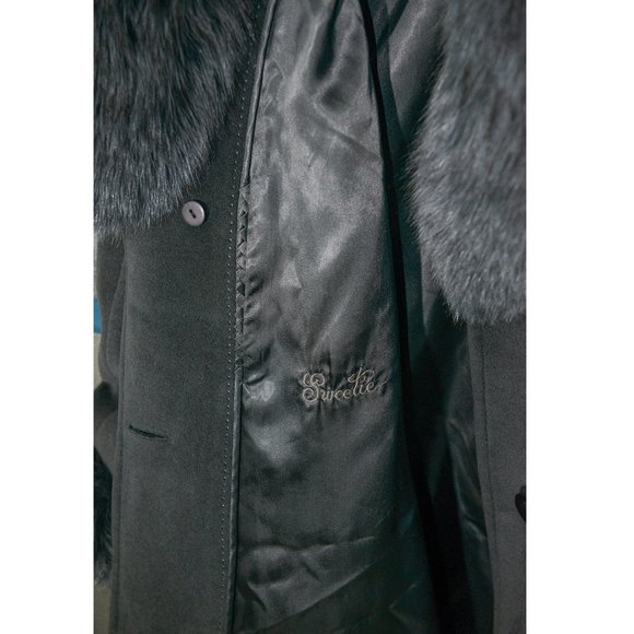 Woman cashemere/angora/wool short coat with arctic fox collar and cuffs - Picture 4 of 16